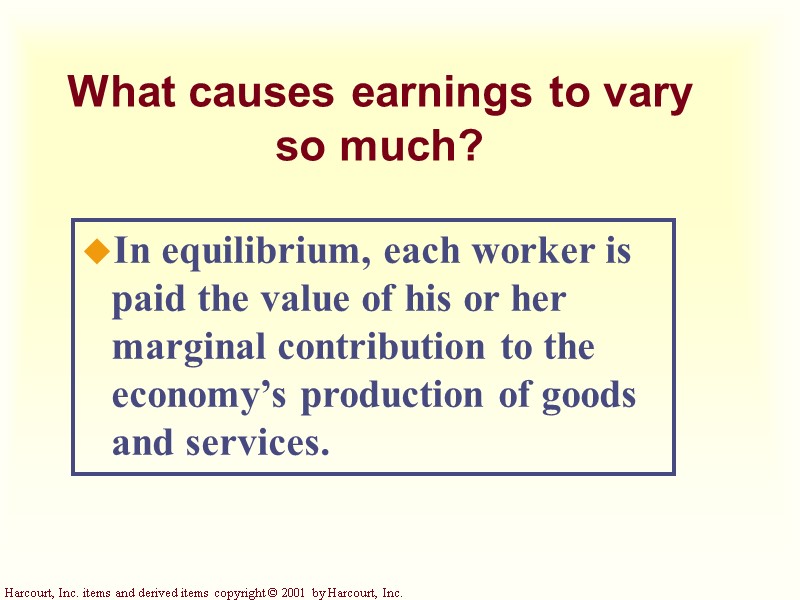 What causes earnings to vary so much? In equilibrium, each worker is paid the